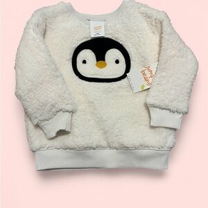 Jumping Beans Penguin Sherpa Sweatshirt Baby 12M NWT Winter Fleece